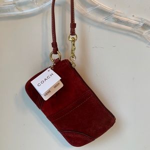 Coach Bordeaux suede wristlet
